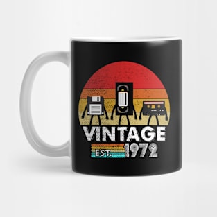 Vintage 1972 Floppy Disk VHS Cassette Tape 80s 90s birthday Mug